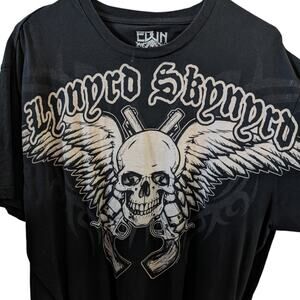 Lynyrd Skynyrd Edun Band T-Shirt Y2K Skull Western Black and White Size 2XL